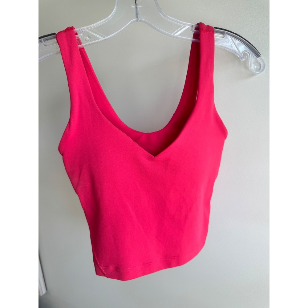 Lululemon Align Tank Top V‎ Neck Cropped Activewear Raspberry Pink Size 0